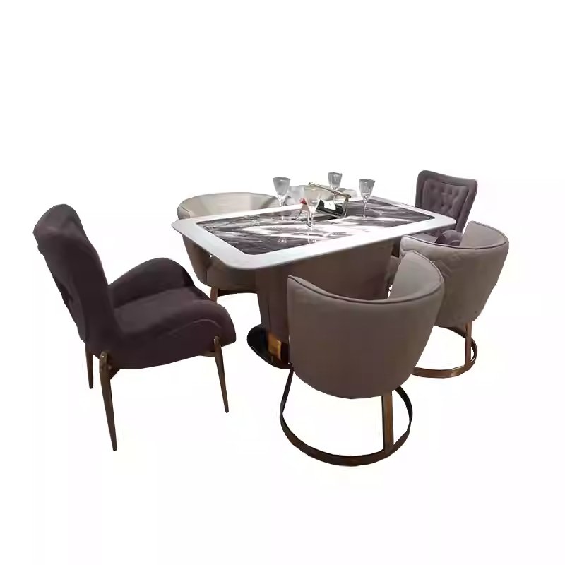 Furnistyle New Luxury Dining Room Furniture Dining Tables, Dining Room Sets 6 Dining Chairs, Marble Dining Table Set Modern
