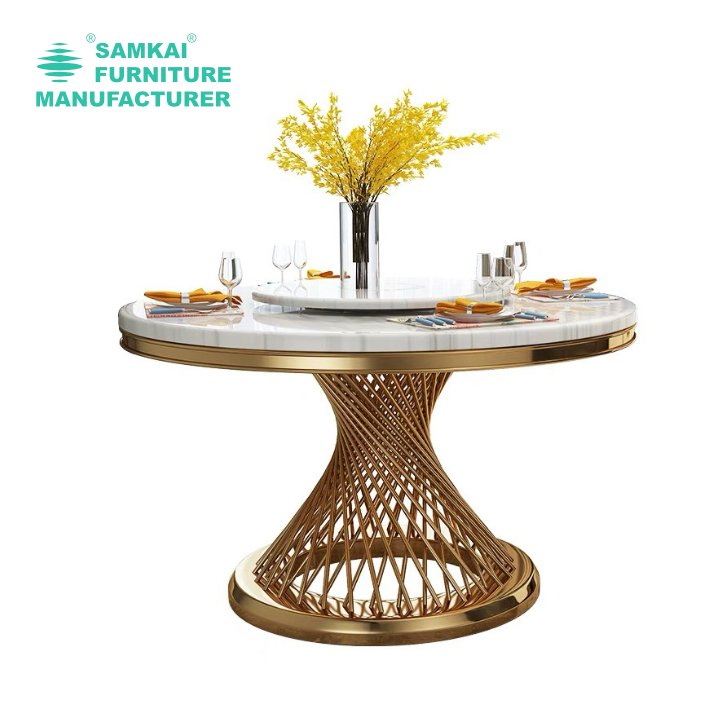 SK-YHZ-K001 home furniture round center table marble coffee table modern luxury stainless steel living room coffee table