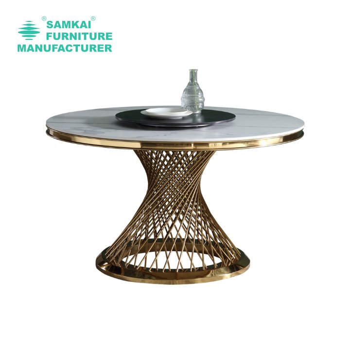 SK-YHZ-K001 home furniture round center table marble coffee table modern luxury stainless steel living room coffee table