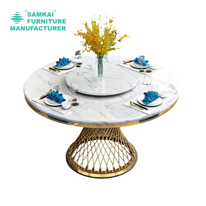 SK-YHZ-K001 home furniture round center table marble coffee table modern luxury stainless steel living room coffee table