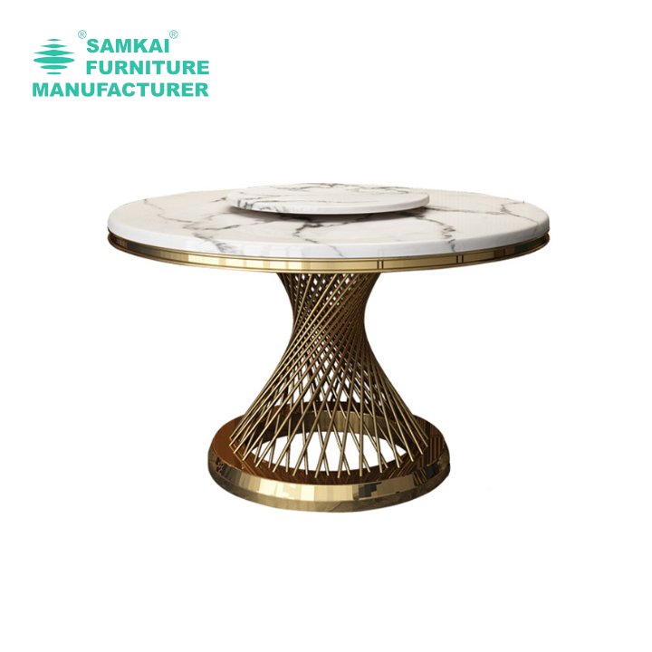 SK-YHZ-K001 home furniture round center table marble coffee table modern luxury stainless steel living room coffee table