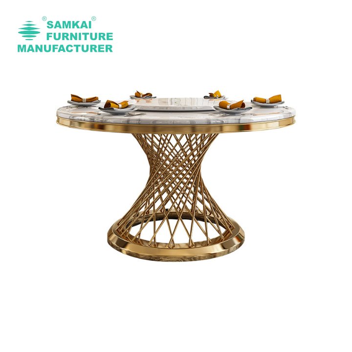 SK-YHZ-K001 home furniture round center table marble coffee table modern luxury stainless steel living room coffee table