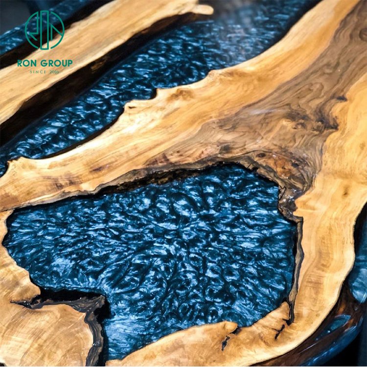 Wholesale Hotel Restaurant Cafe Shop Living Room Artificial Marble Indoor Coffee Table Wooden River Epoxy Resin For Table