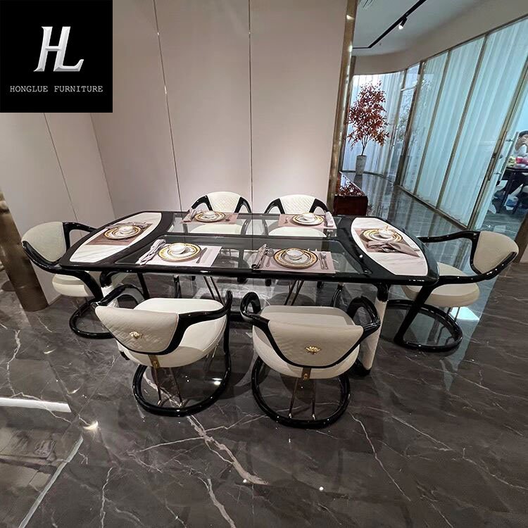 Italian light luxury modern simple rectangular table dining room furniture home marble dining table