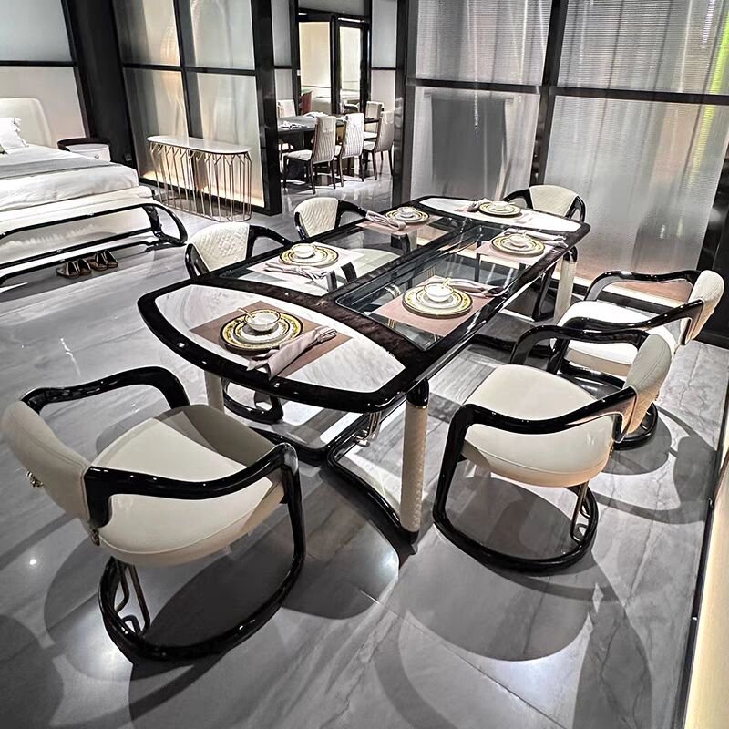 Italian light luxury modern simple rectangular table dining room furniture home marble dining table