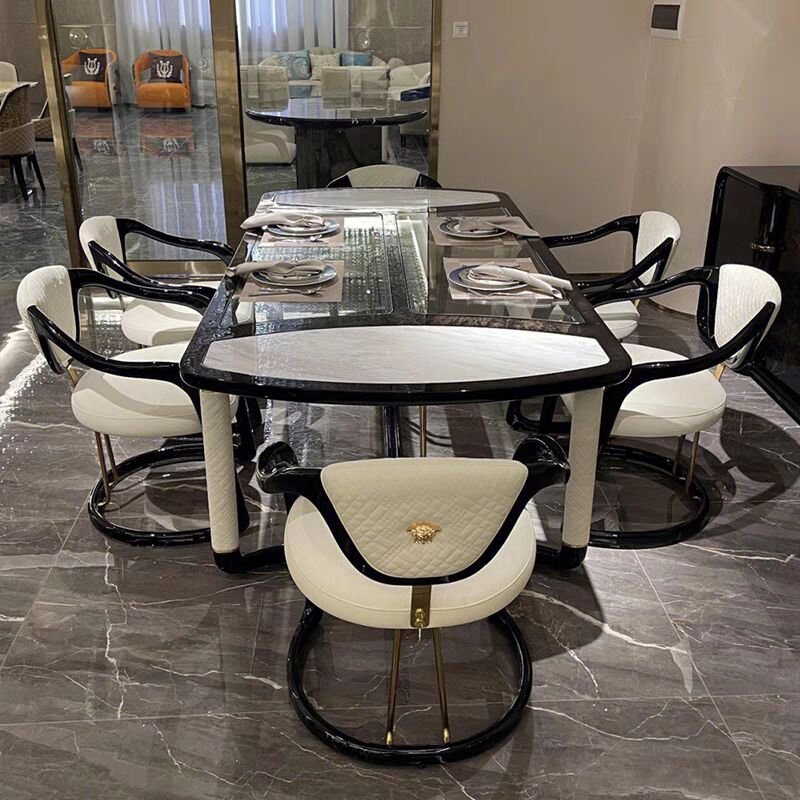 Italian light luxury modern simple rectangular table dining room furniture home marble dining table