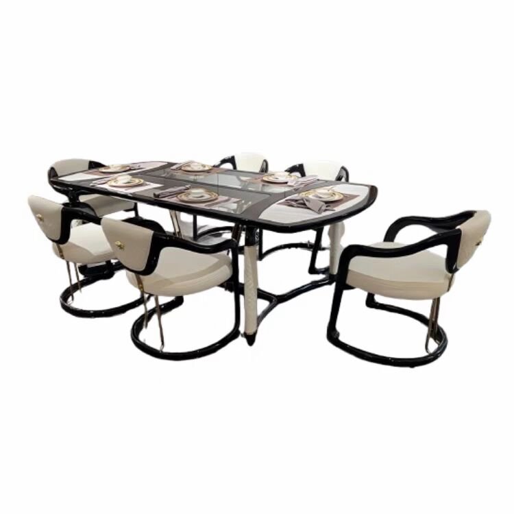 Italian light luxury modern simple rectangular table dining room furniture home marble dining table