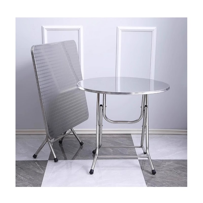 Foldable Tables Stainless Steel Metal Modern Restaurant Dinning Room Furniture Set