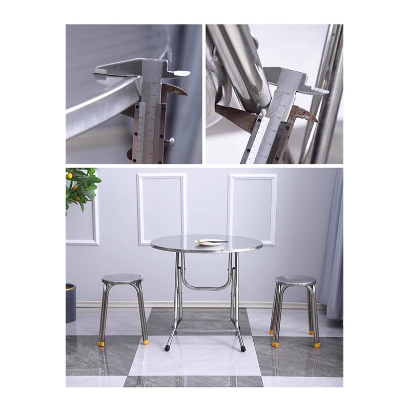 Foldable Tables Stainless Steel Metal Modern Restaurant Dinning Room Furniture Set