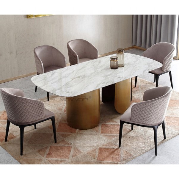 New designs luxury stainless steel modern dining table
