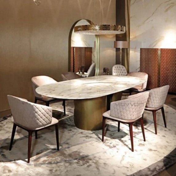 New designs luxury stainless steel modern dining table