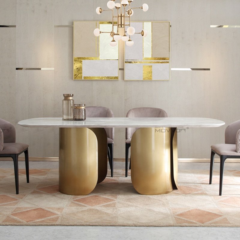 New designs luxury stainless steel modern dining table