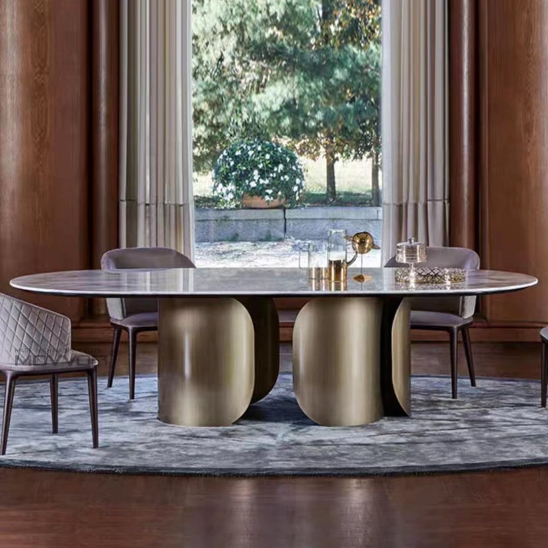 New designs luxury stainless steel modern dining table