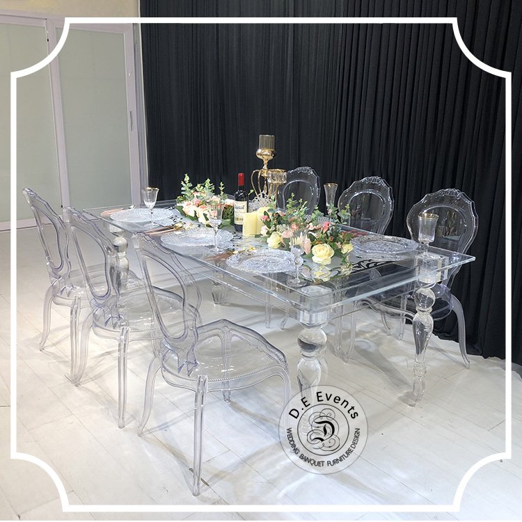 New Design Modern Transparent Event Party Crystal Acrylic Dining Wedding Table