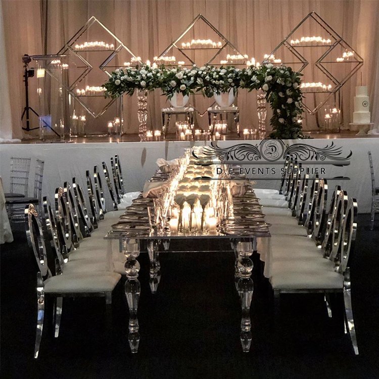 New Design Modern Transparent Event Party Crystal Acrylic Dining Wedding Table