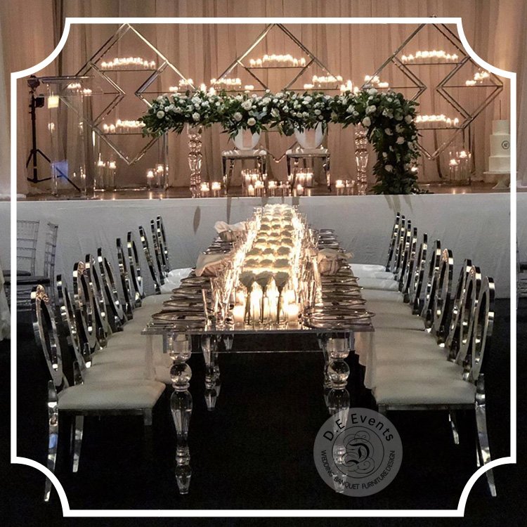 New Design Modern Transparent Event Party Crystal Acrylic Dining Wedding Table