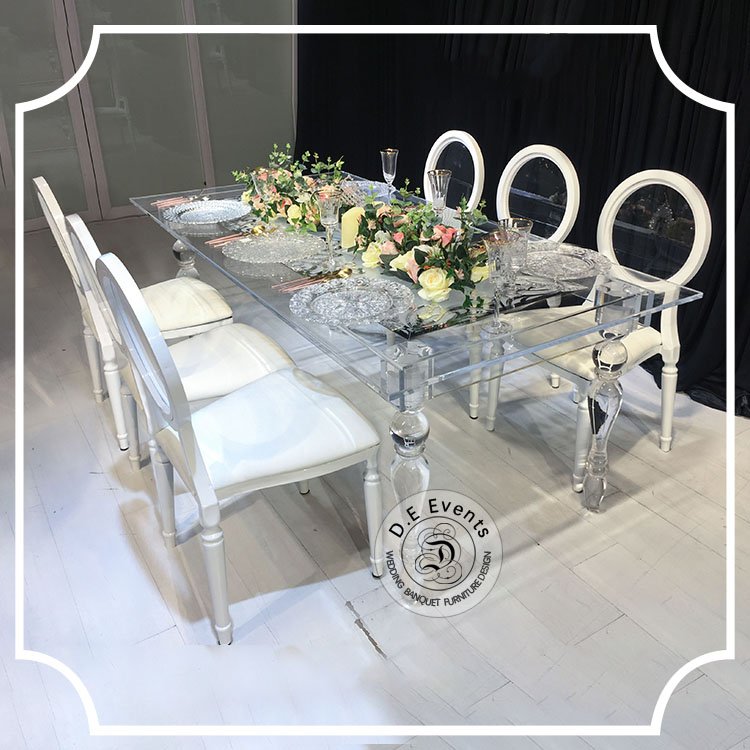 New Design Modern Transparent Event Party Crystal Acrylic Dining Wedding Table