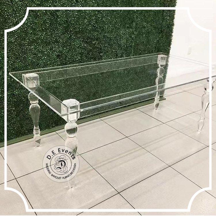 New Design Modern Transparent Event Party Crystal Acrylic Dining Wedding Table