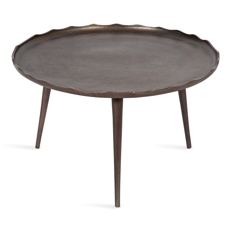 Artisanal Design Metal Coffee Table With Striking Deckled Edge Round Top Giving You Plenty Of Space Use It As Decorative Accents