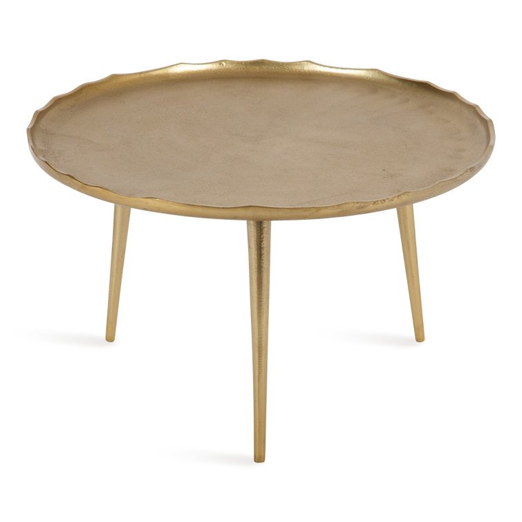 Artisanal Design Metal Coffee Table With Striking Deckled Edge Round Top Giving You Plenty Of Space Use It As Decorative Accents