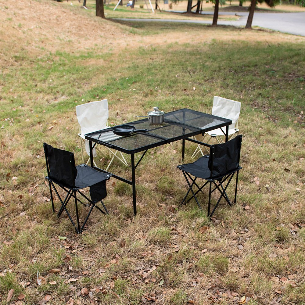 Outdoor Metal Folding Camping Table, Portable, Light Weight, Camping Barbecue Table for 4 to 6 People, Suitable for Camping, Pic