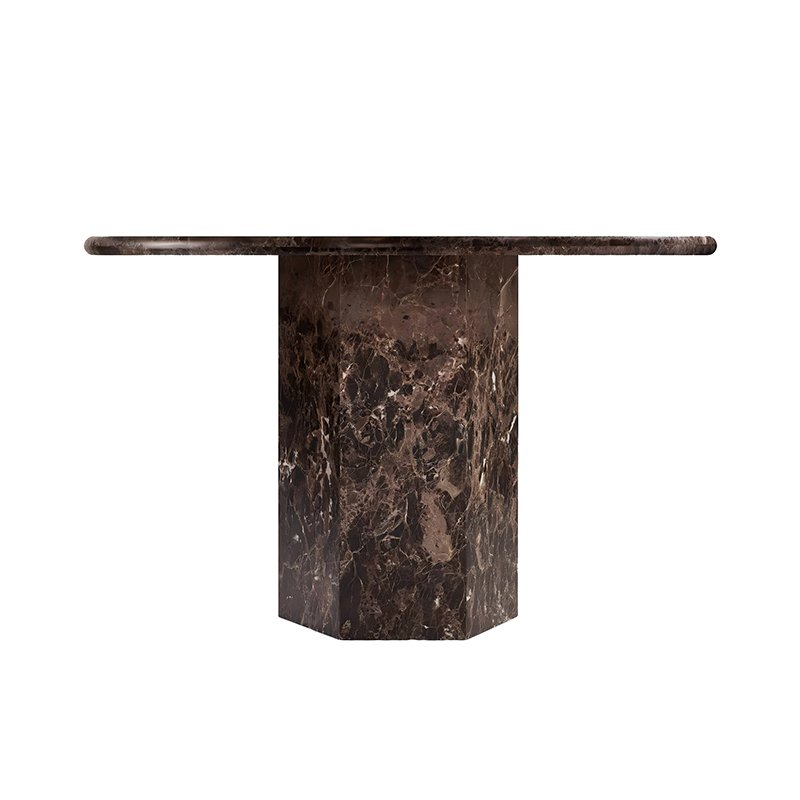 Factory Custom Natural Stone Home Furniture 100cm 120cm Dark Emperador Brown Marble Round Dining Table for Hotel Restaurant
