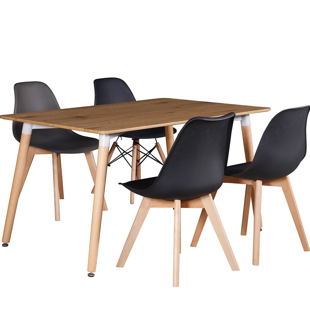 Cheap Kitchen living room furniture Black White luxury dining room round table dinning table and chair set 4 chairs seater