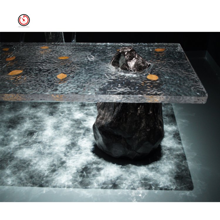 TT Hot sale style customized antique luxury embedded natural tree leaves rectangle acrylic office tables