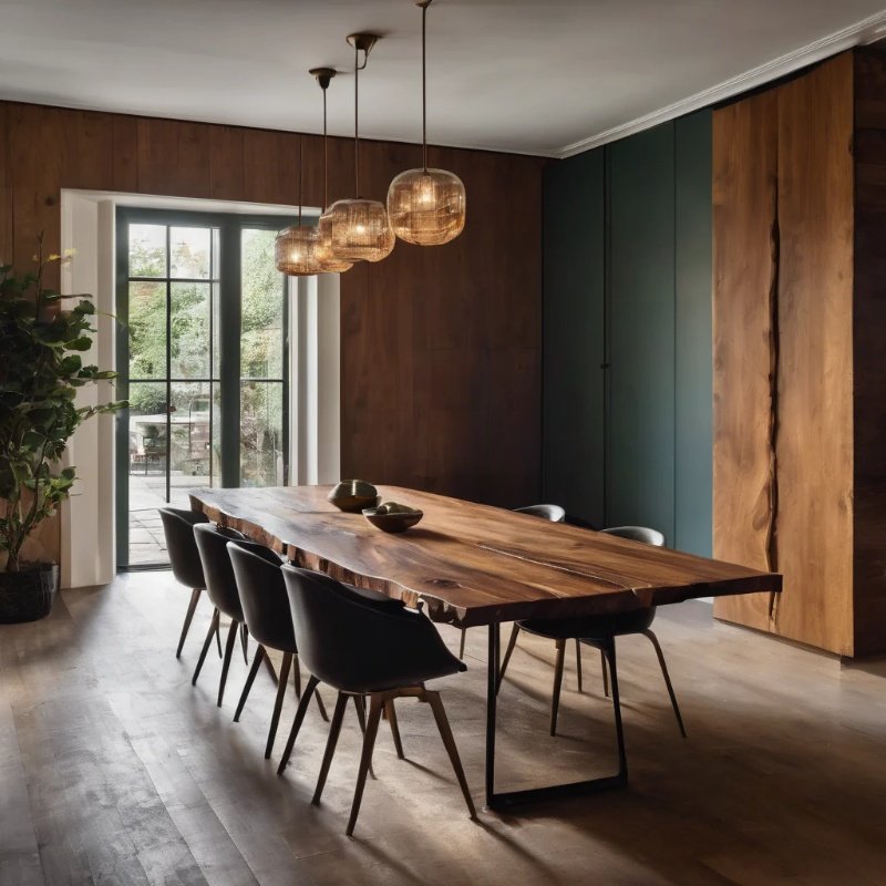MOREDESIGN Live Edge Modern Factory Price Wooden Kitchen Furniture Solid Walnut Wood Slab Restaurant Dining Table Top