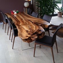 Modern Free Sample Factory Direct Solid Walnut Wood Cafe Coffee Restaurant River Epoxy Resin Slab Dining Kitchen Table