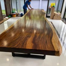 Modern Free Sample Factory Direct Solid Walnut Wood Cafe Coffee Restaurant River Epoxy Resin Slab Dining Kitchen Table