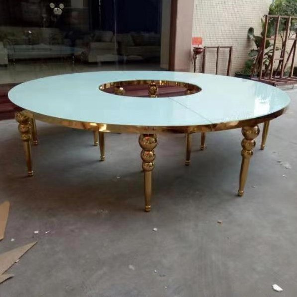 JJ240016 Wholesale Luxury Designs Long Oval Shape Hotel Banquet Event Wedding Table Stainless Steel Wedding Dining Tables