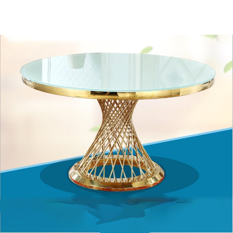 JJ240016 Wholesale Luxury Designs Long Oval Shape Hotel Banquet Event Wedding Table Stainless Steel Wedding Dining Tables