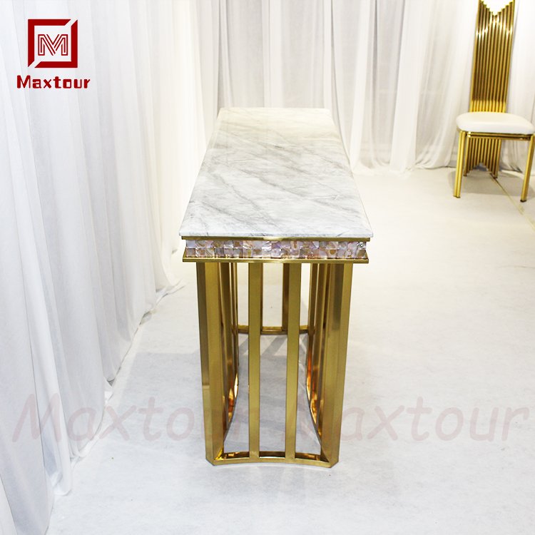 New Design Shell Gold Base Frame Marble Top Console Living Room Table for Home Entry