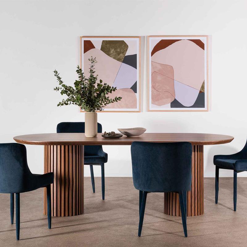 MRS WOODS Modern Black Wood Elegant Dinner Table 8 Seat Solid Wood Round Oval Dining Room Table Set
