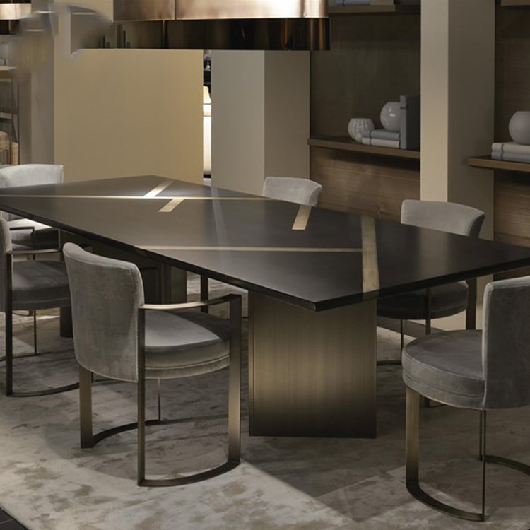 Popular design luxury modern new household marble rectangular dining table furniture 6 seaters