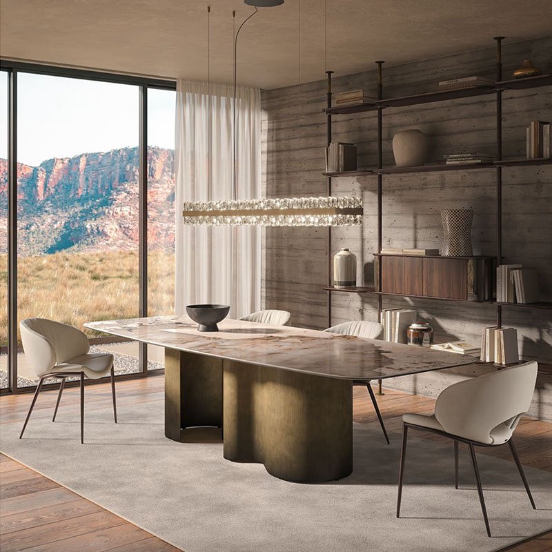 Factory Direct Commercial Kitchen Furniture Restaurant Marble Sintered Stone Rectangular Luxury Dining Table