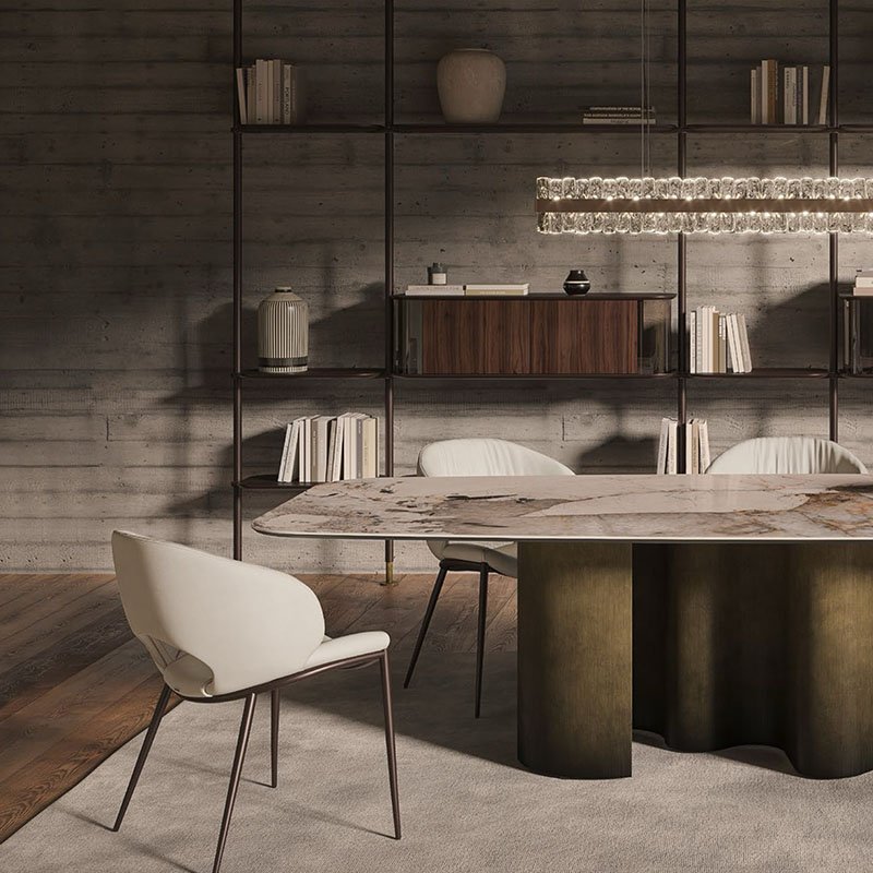 Factory Direct Commercial Kitchen Furniture Restaurant Marble Sintered Stone Rectangular Luxury Dining Table
