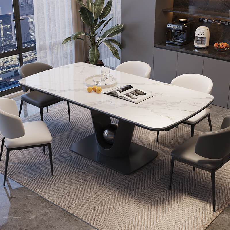 Rock Plate Dining Table with Graphene Heating Technology & Induction Cooker for Home Furniture