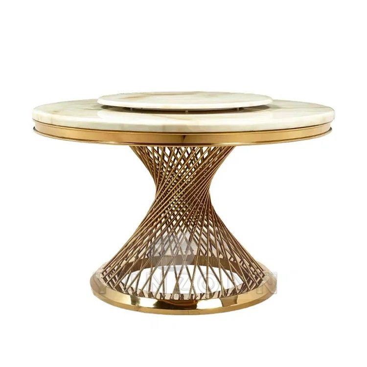 Modern Minimalist round Moon Wedding Banquet Table Wholesale Glass Dining Table Outdoor Restaurant Hotel Home Use Apartment Hall
