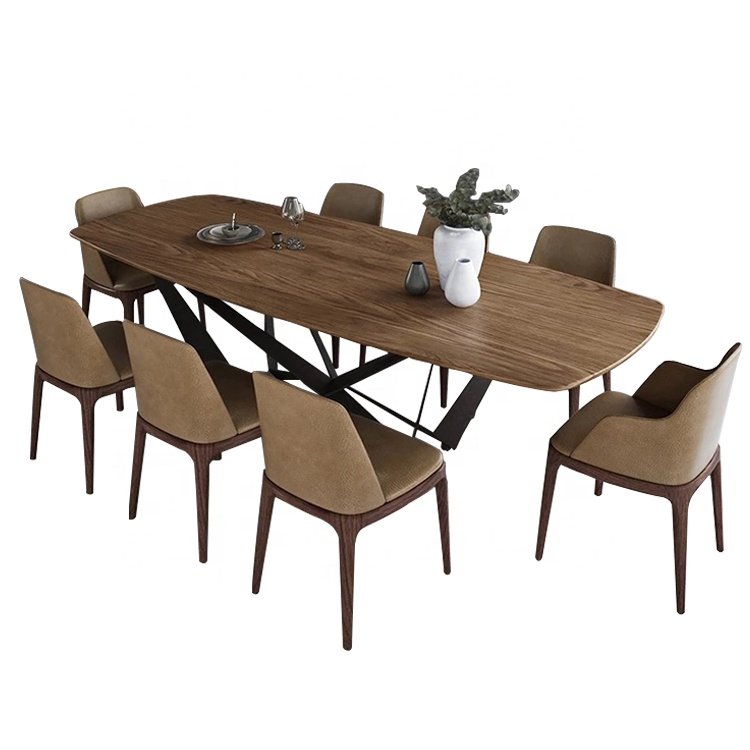 Contemporary European Style Metal Legs Dining Table / Modern Luxury italian Wood Dinning Room Table For Home party