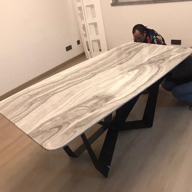 Contemporary European Style Metal Legs Dining Table / Modern Luxury italian Wood Dinning Room Table For Home party