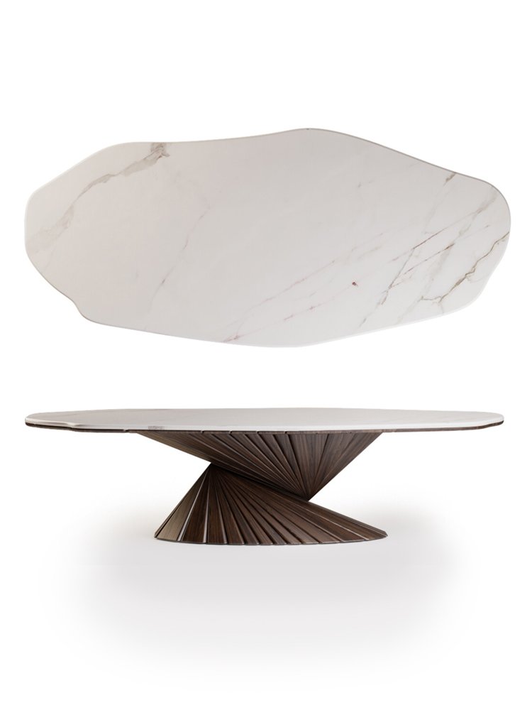 Italian designer Villa large Apartment Hotel Hong style post-modern solid wood marble dining-table