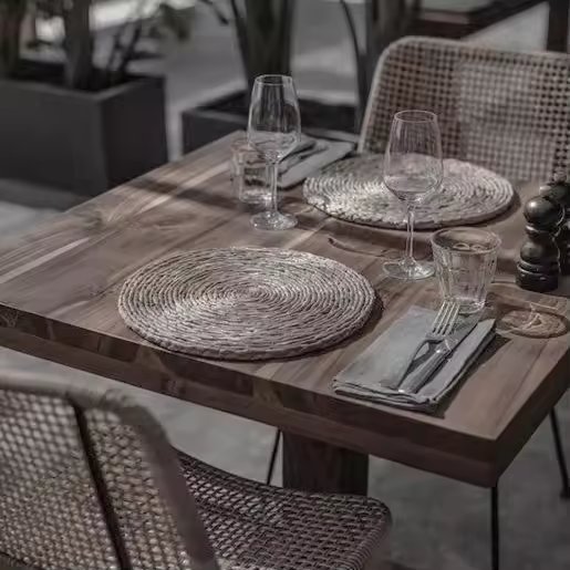 Classical Commercial Furniture Wood Top with Metal Legs Square Kitchen Dining Wooden Restaurant Table