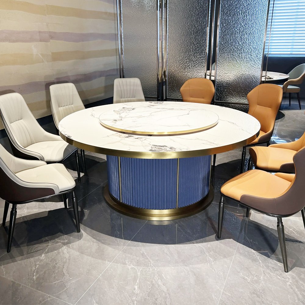 Zhuoyue DDYZ02 mesa electric heavy duty home dining table kitchen big dinning table electric rotating round dinner tables set