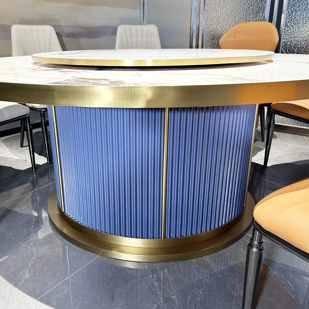 Zhuoyue DDYZ02 mesa electric heavy duty home dining table kitchen big dinning table electric rotating round dinner tables set