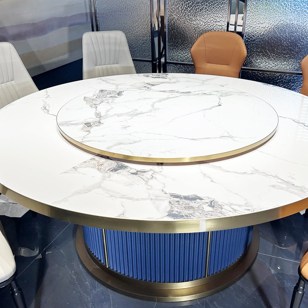 Zhuoyue DDYZ02 mesa electric heavy duty home dining table kitchen big dinning table electric rotating round dinner tables set