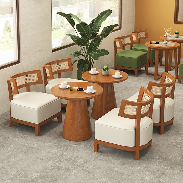 Coffee shop negotiation tables and chairs combination design rattan solid wood Nordic tables and chairs