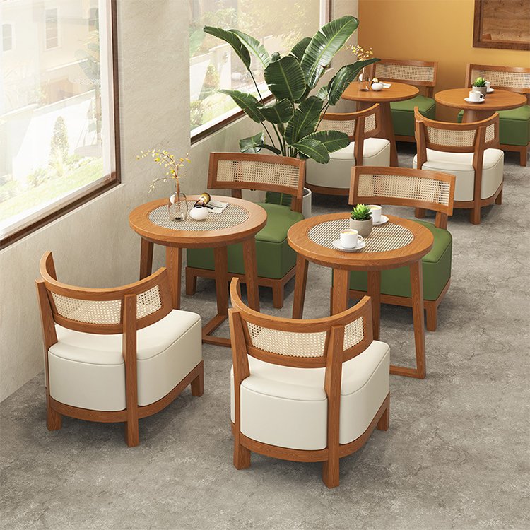 Coffee shop negotiation tables and chairs combination design rattan solid wood Nordic tables and chairs