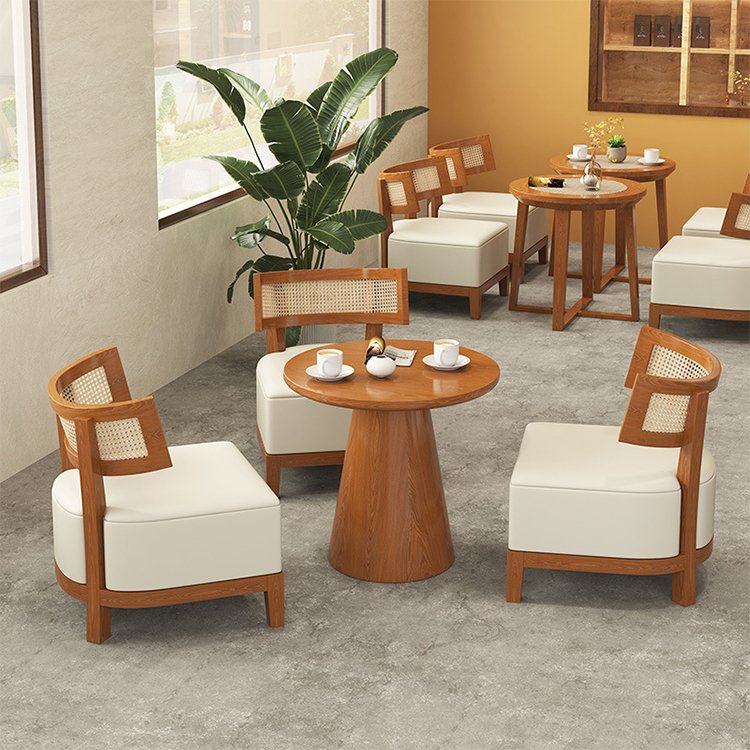 Coffee shop negotiation tables and chairs combination design rattan solid wood Nordic tables and chairs
